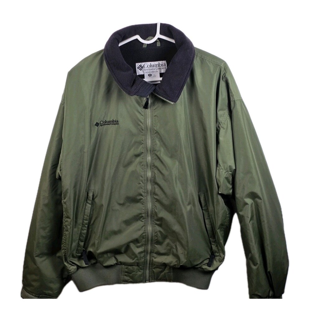 Columbia Jacket Mens Large Green Fleece Lined Soft Shell Jacket